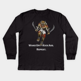 Wake Up. Kick Ass. Repeat. Kids Long Sleeve T-Shirt